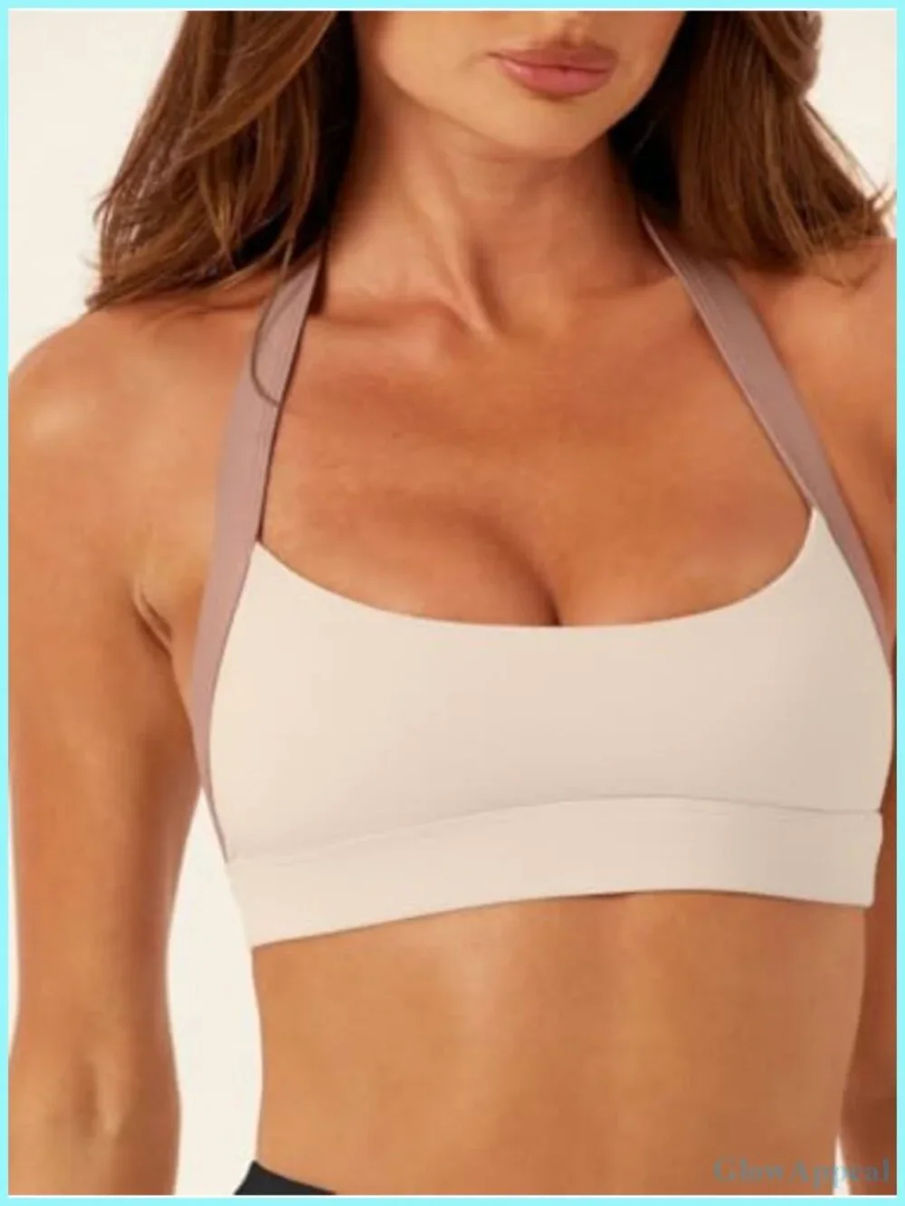 Halter Sports Bra Scoop Neck Workout Top Padded Backless Crop Top